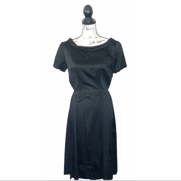 Vintage R&K Originals Jet Black Cocktail Dress - Picture 2 of 6